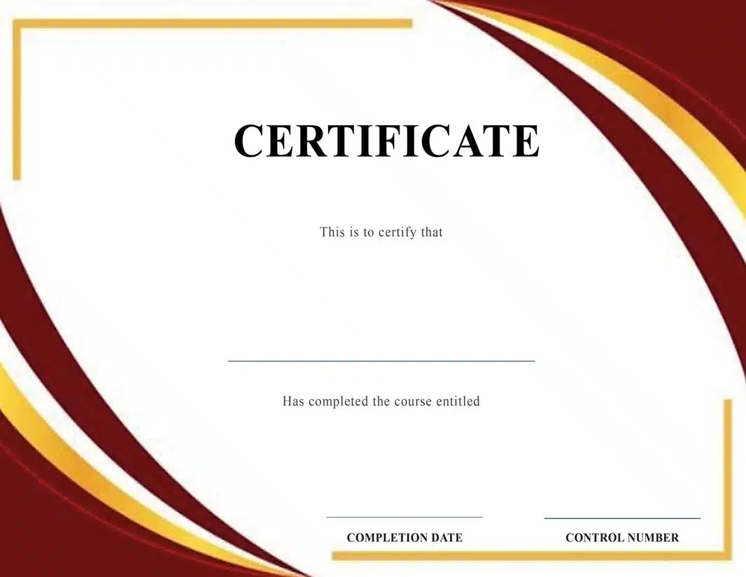 Sample training completion certificate with a control number, issued automatically by the Empower App